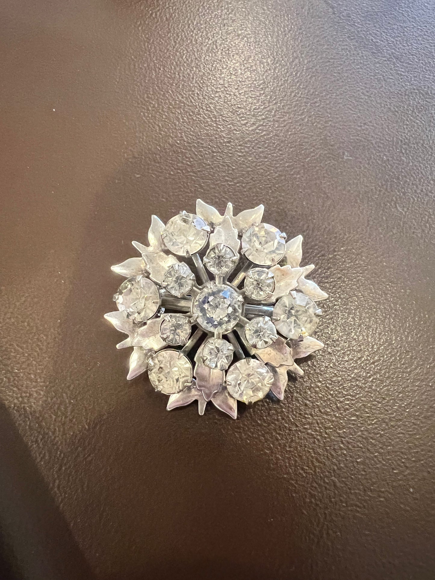 Vintage Silver-tone Rhinestone Brooch