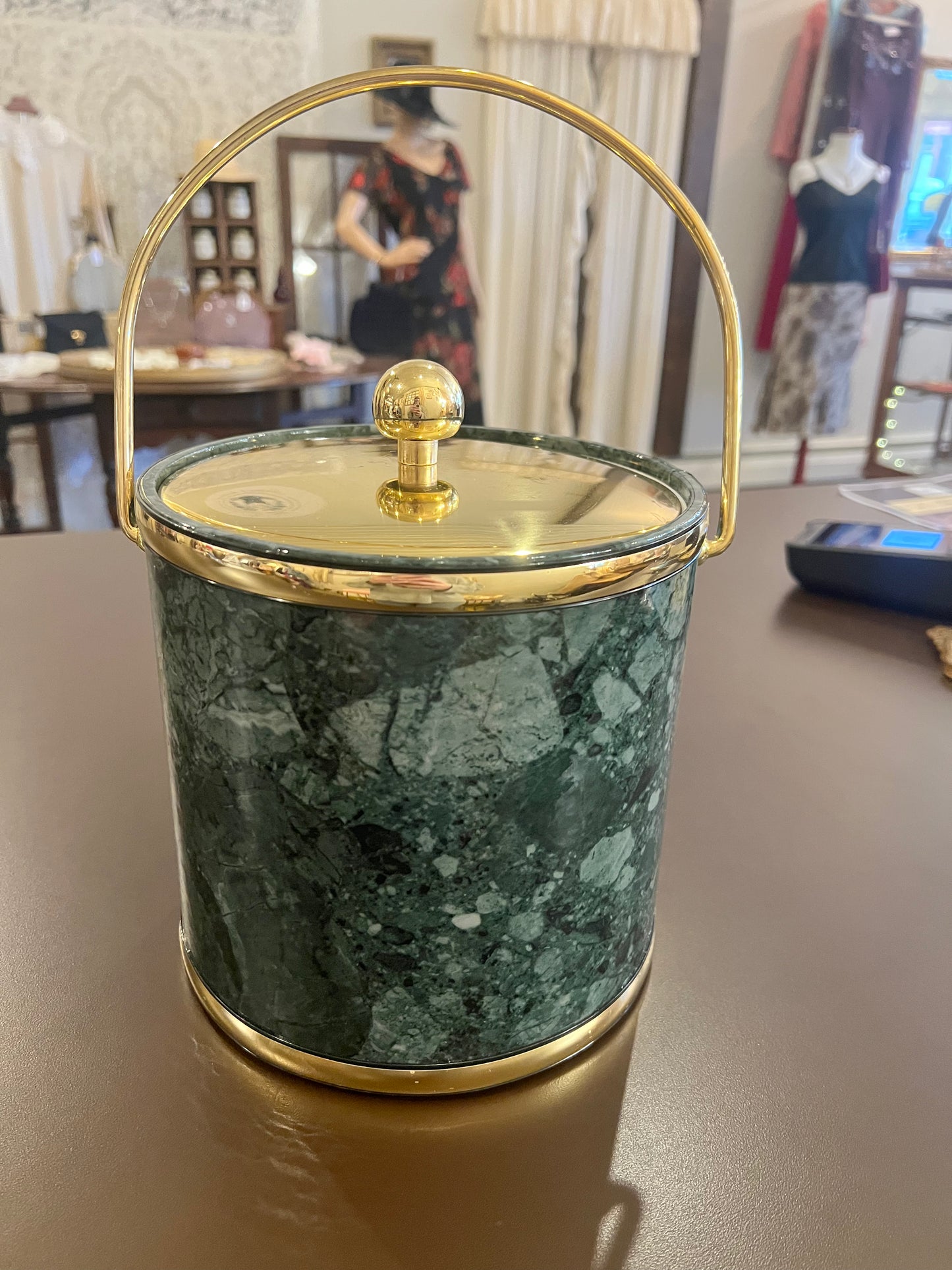 1980s Faux Marble Ice Bucket
