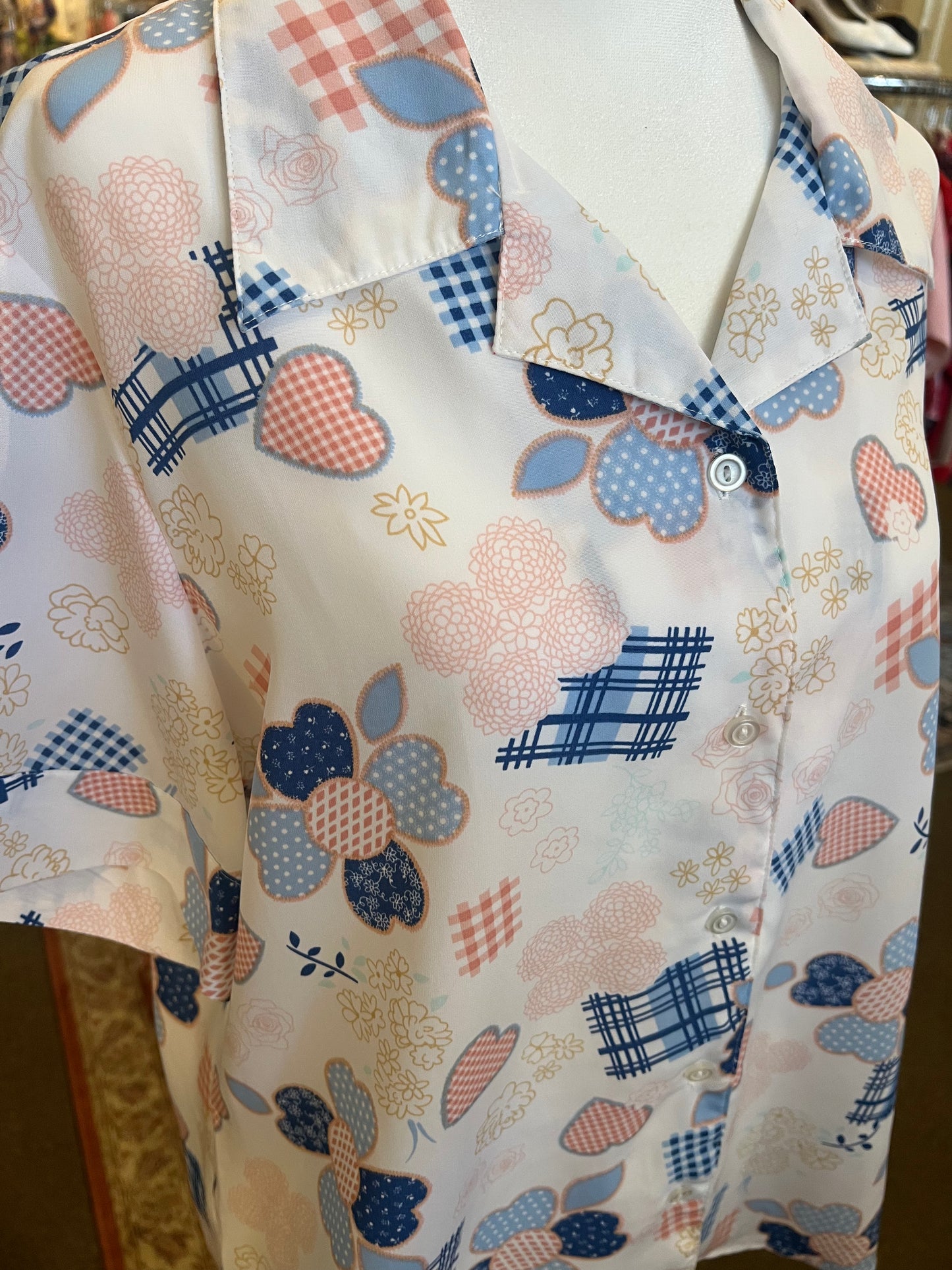 1990s Joanna Printed Button Up Top