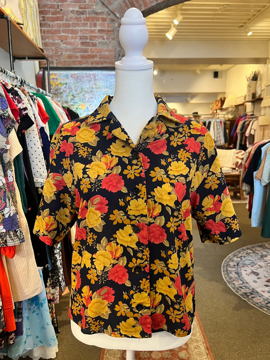 1980s Charts Clothing Company Floral Top