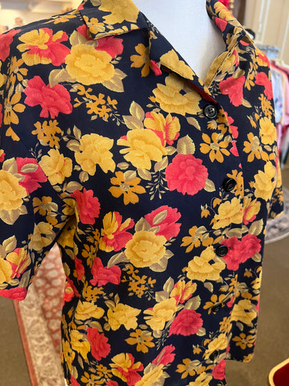 1980s Charts Clothing Company Floral Top