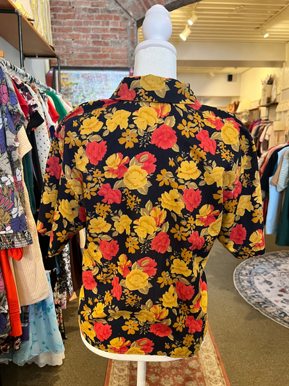 1980s Charts Clothing Company Floral Top