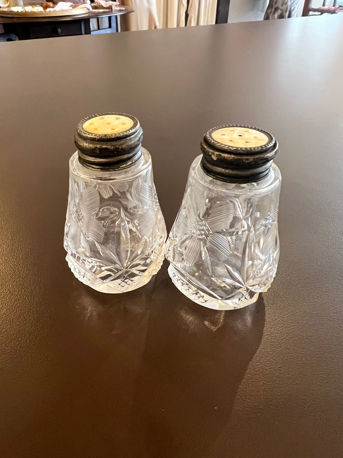Vintage Etched Salt & Pepper Shakers