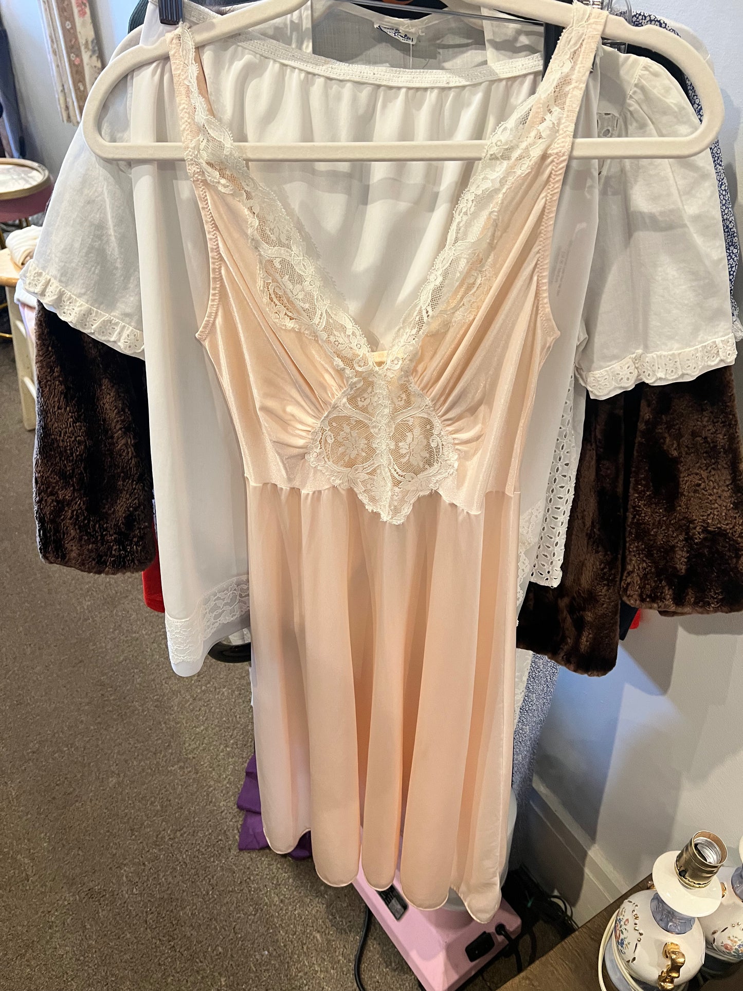 1970s Olga Lace Bodice Nightgown