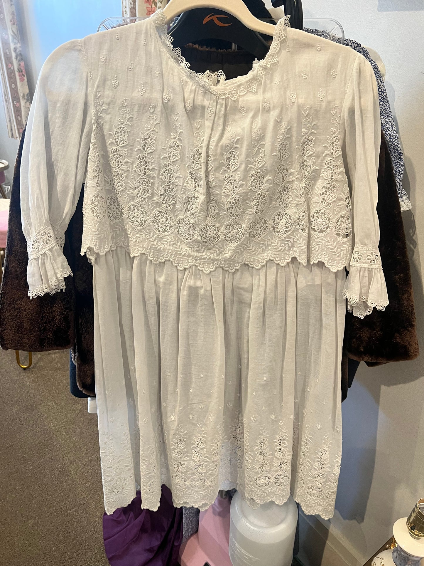 1910s Edwardian Cotton & Lace Dress