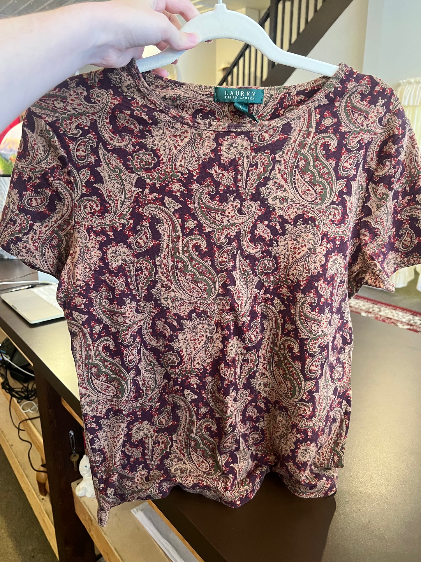 1990s Lauren Ralph Lauren Paisley Top