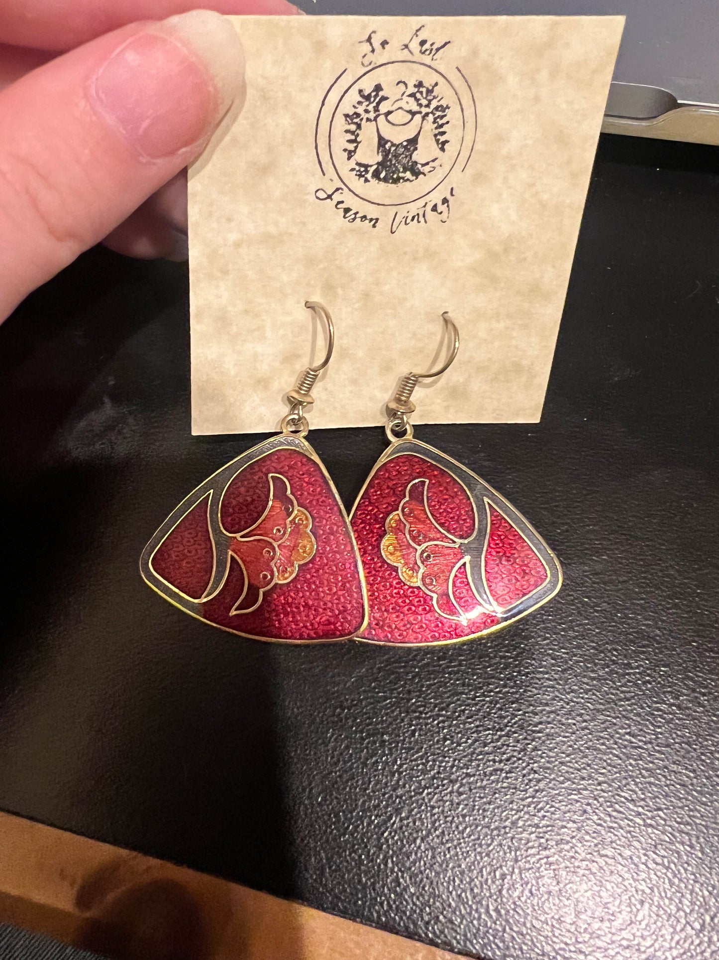 1980s Roman Enamel Drop Earrings