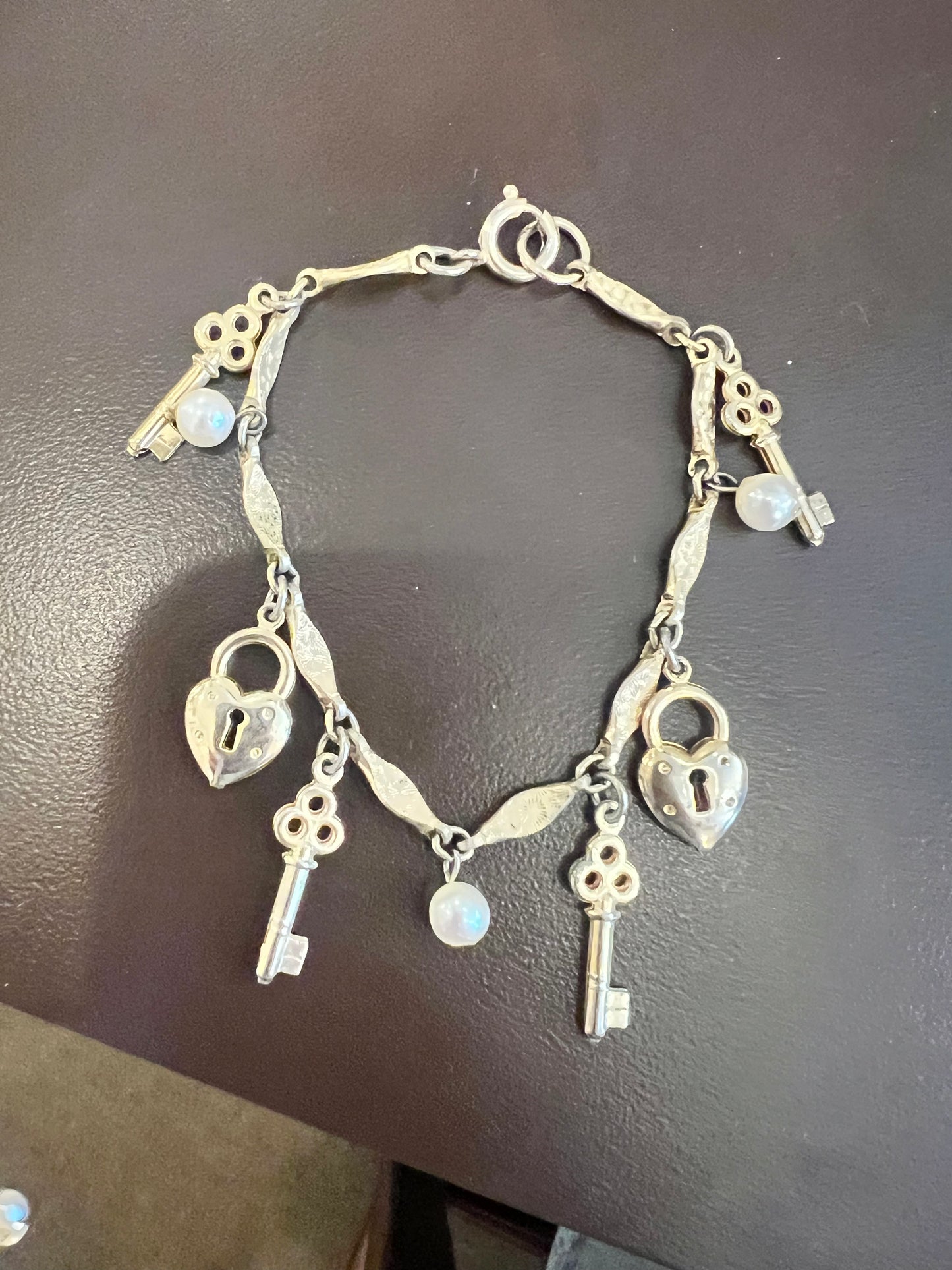 Vintage Lock & Key Charm Bracelet