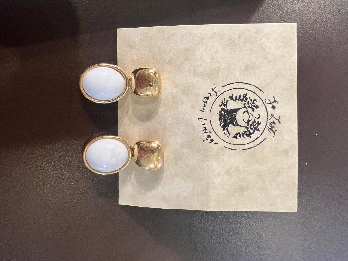 Vintage Monet White Stone Drop Earrings