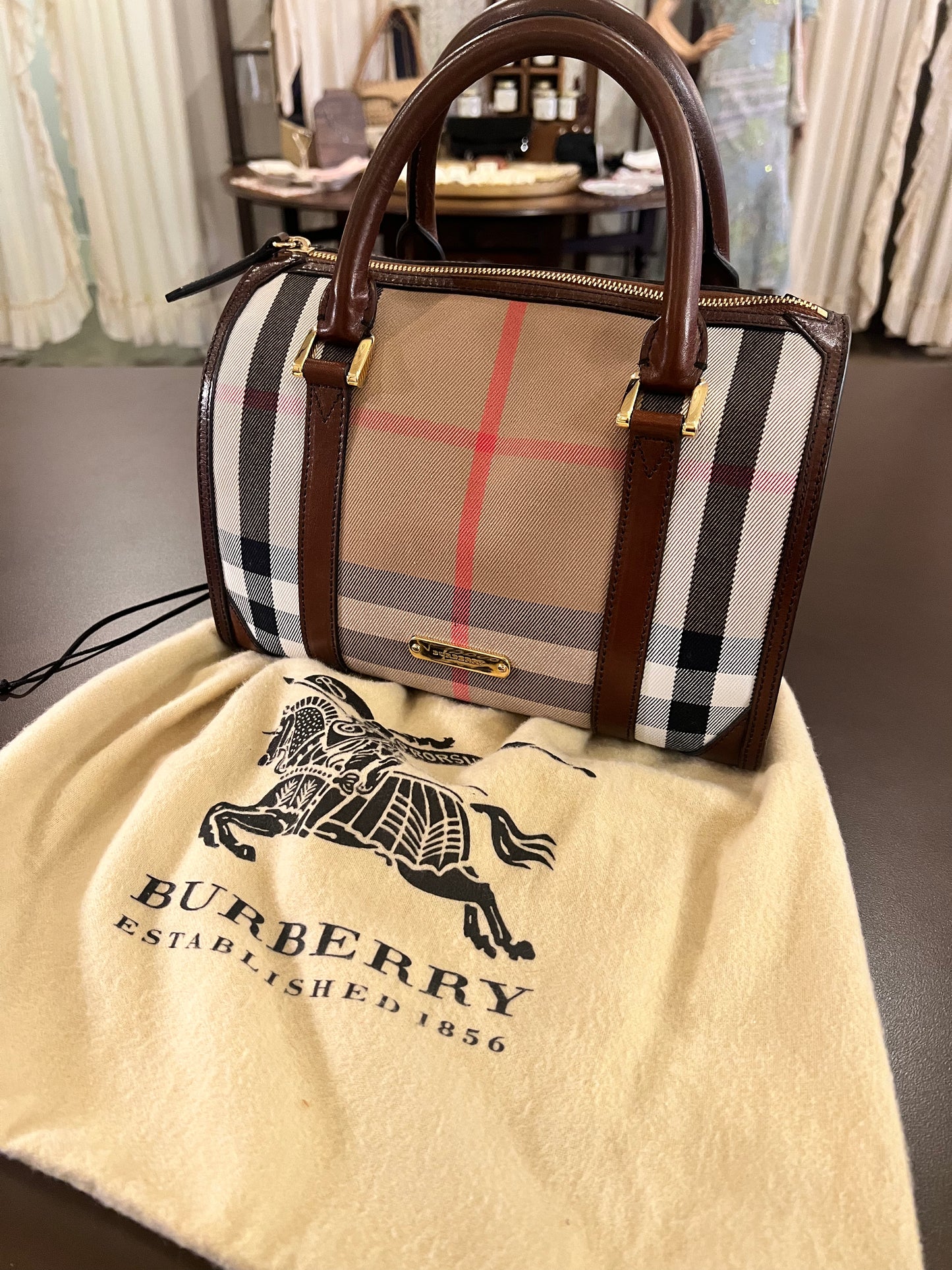 Burberry Alchester Bridle House Check Chester Bowling Bag