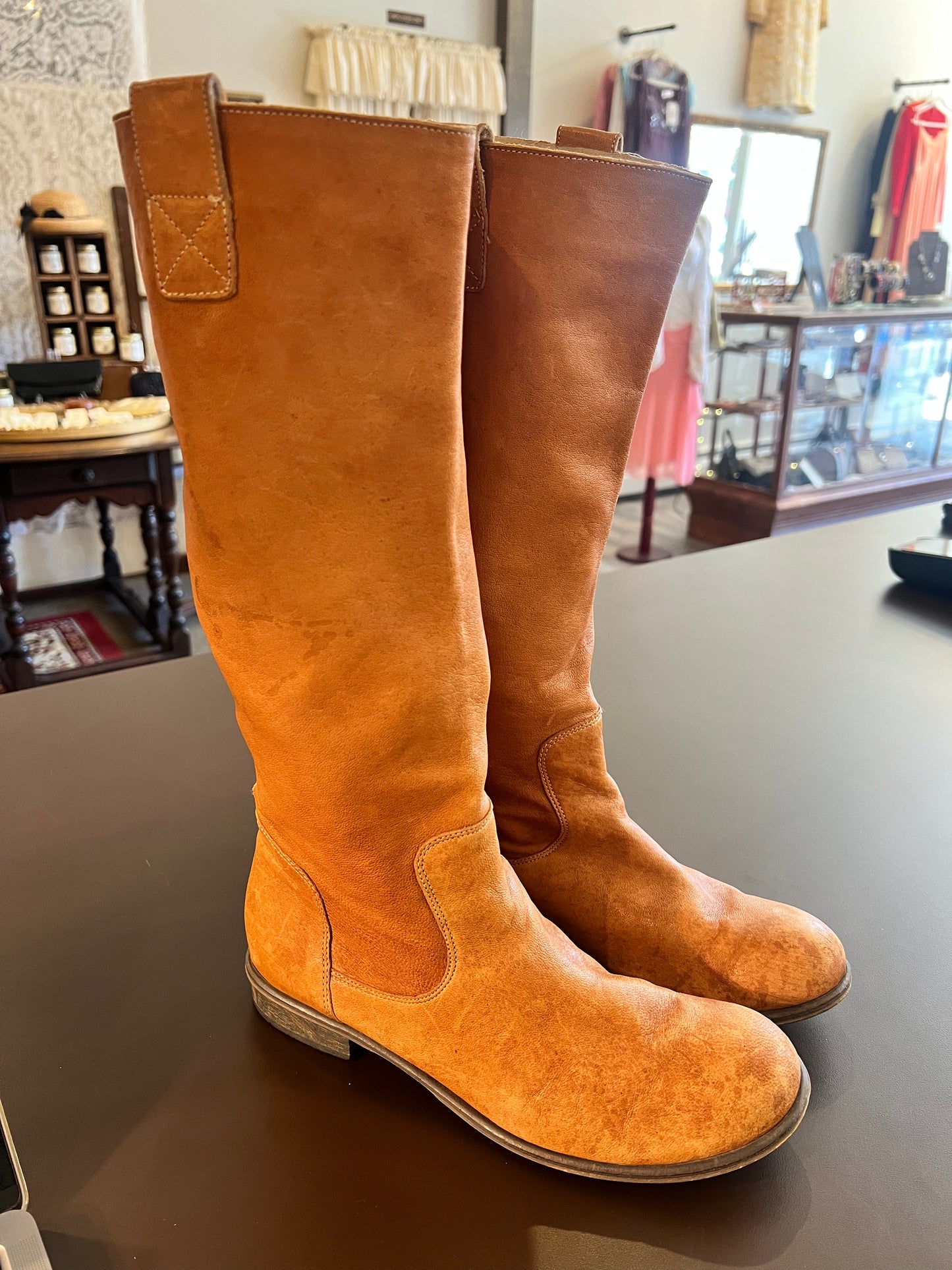 Vintage Leather Mid Calf Boots