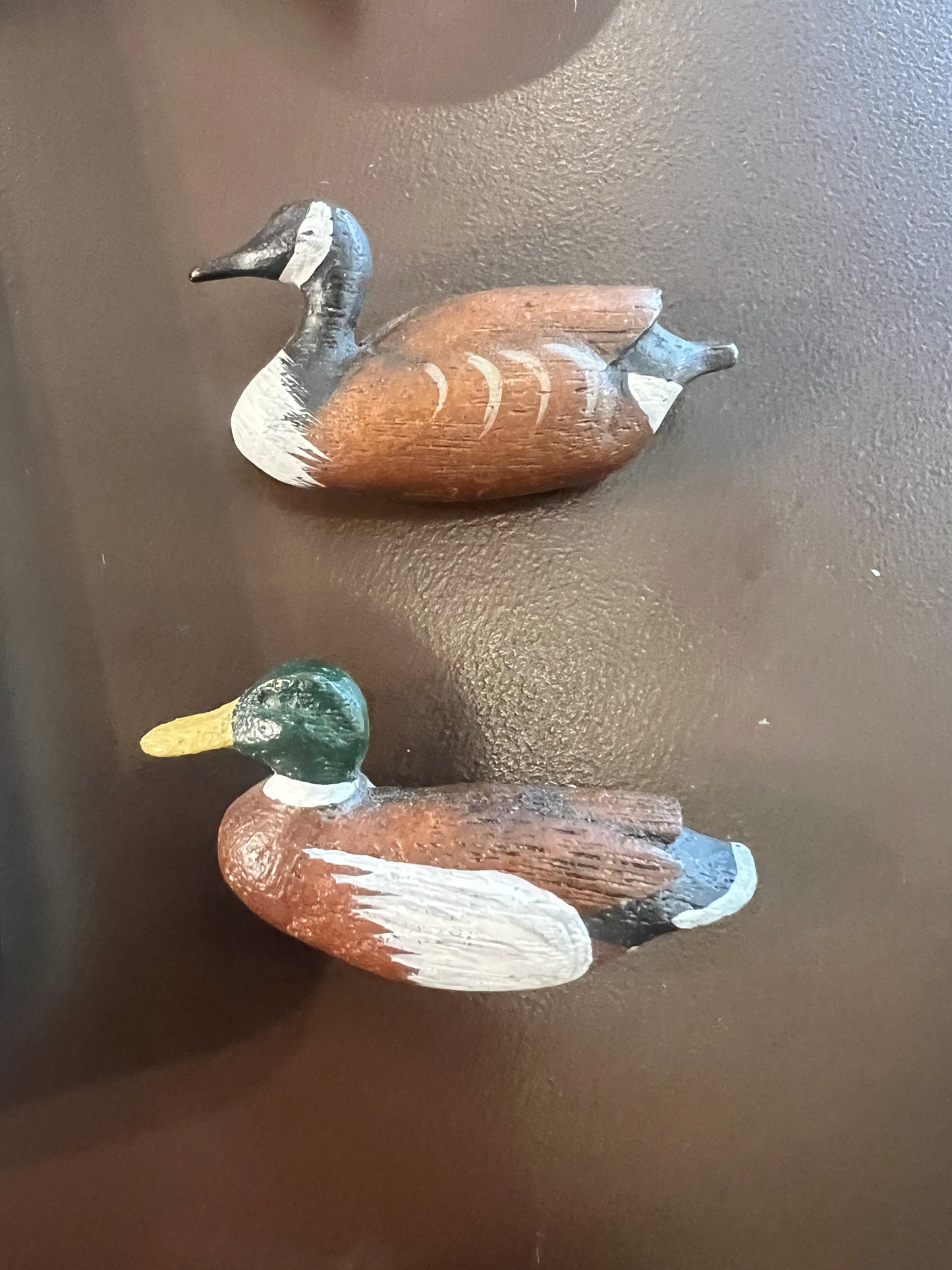 Vintage Hand Carved & Painted Wood Duck Brooch