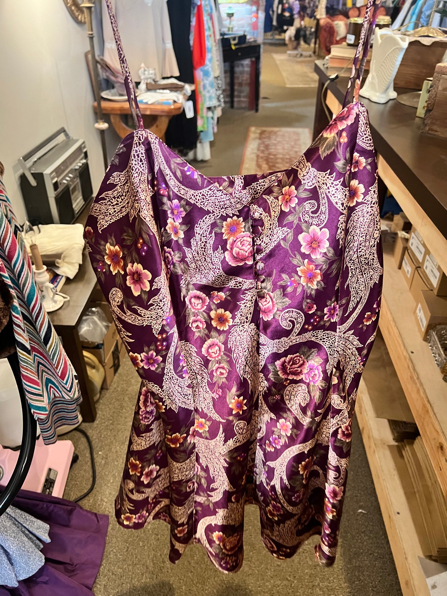 1990s Kathryn Floral & Paisley Slip Dress