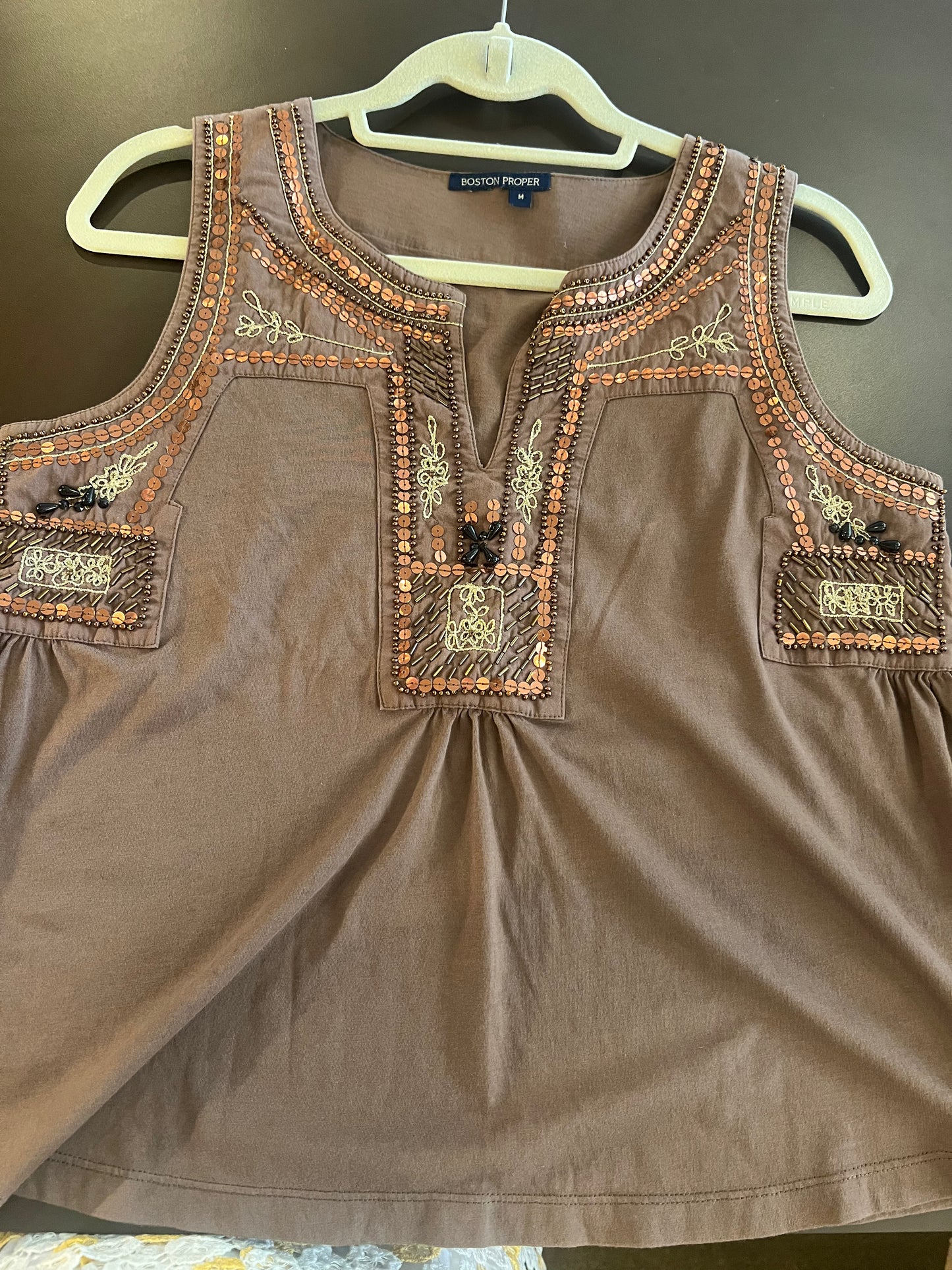 2000s Boston Proper Embellished Tank Top
