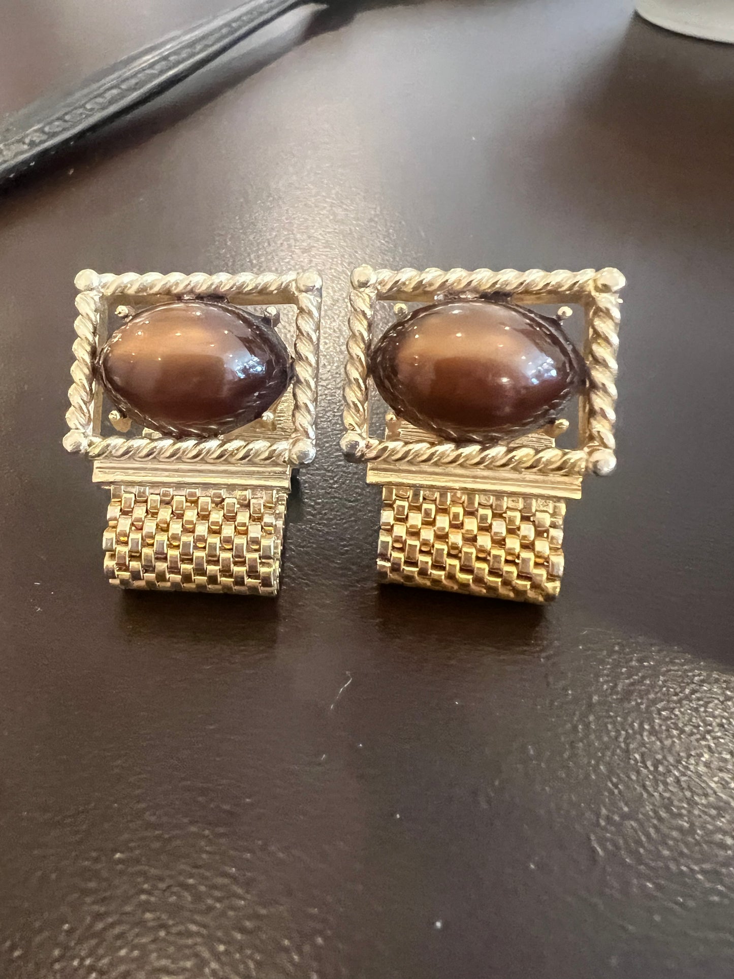 1970s Swank Brown Lucite Cufflinks