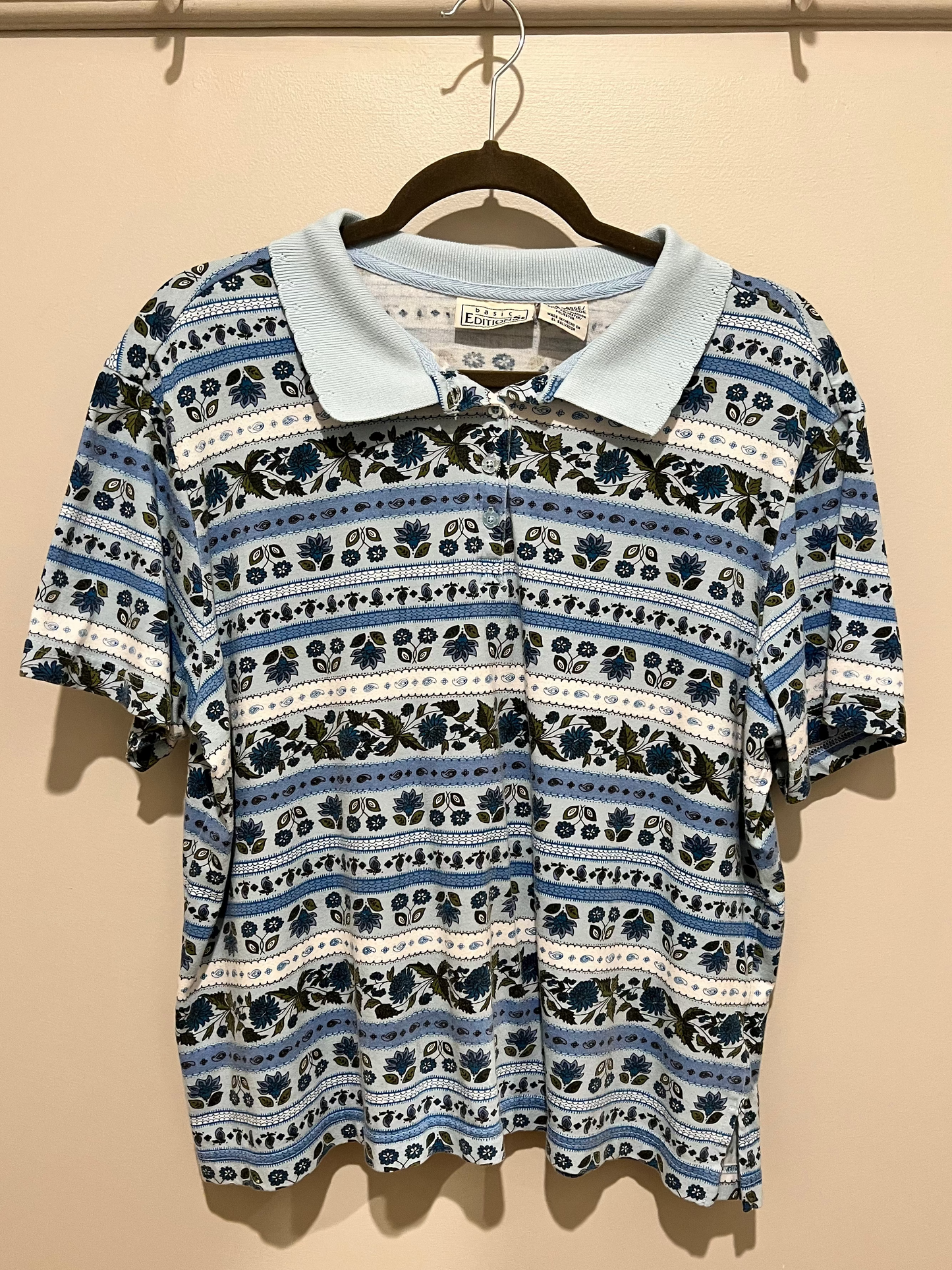 1990s Basic Editions Paisley & Floral Polo Tee
