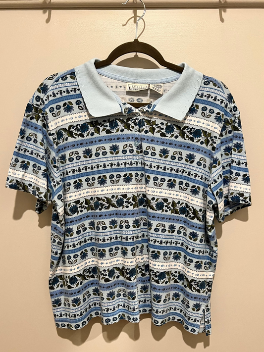 1990s Basic Editions Paisley & Floral Polo Tee