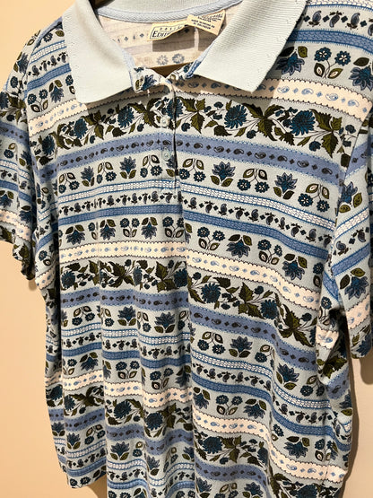 1990s Basic Editions Paisley & Floral Polo Tee