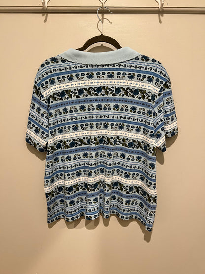 1990s Basic Editions Paisley & Floral Polo Tee