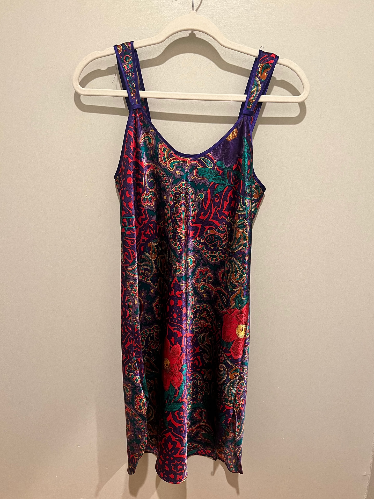1980s Adonna Paisley & Floral Slip Dress