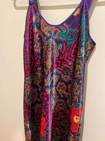 1980s Adonna Paisley & Floral Slip Dress