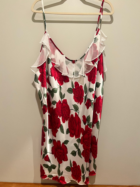 1990s Just My Size Rose Print Slip Dress