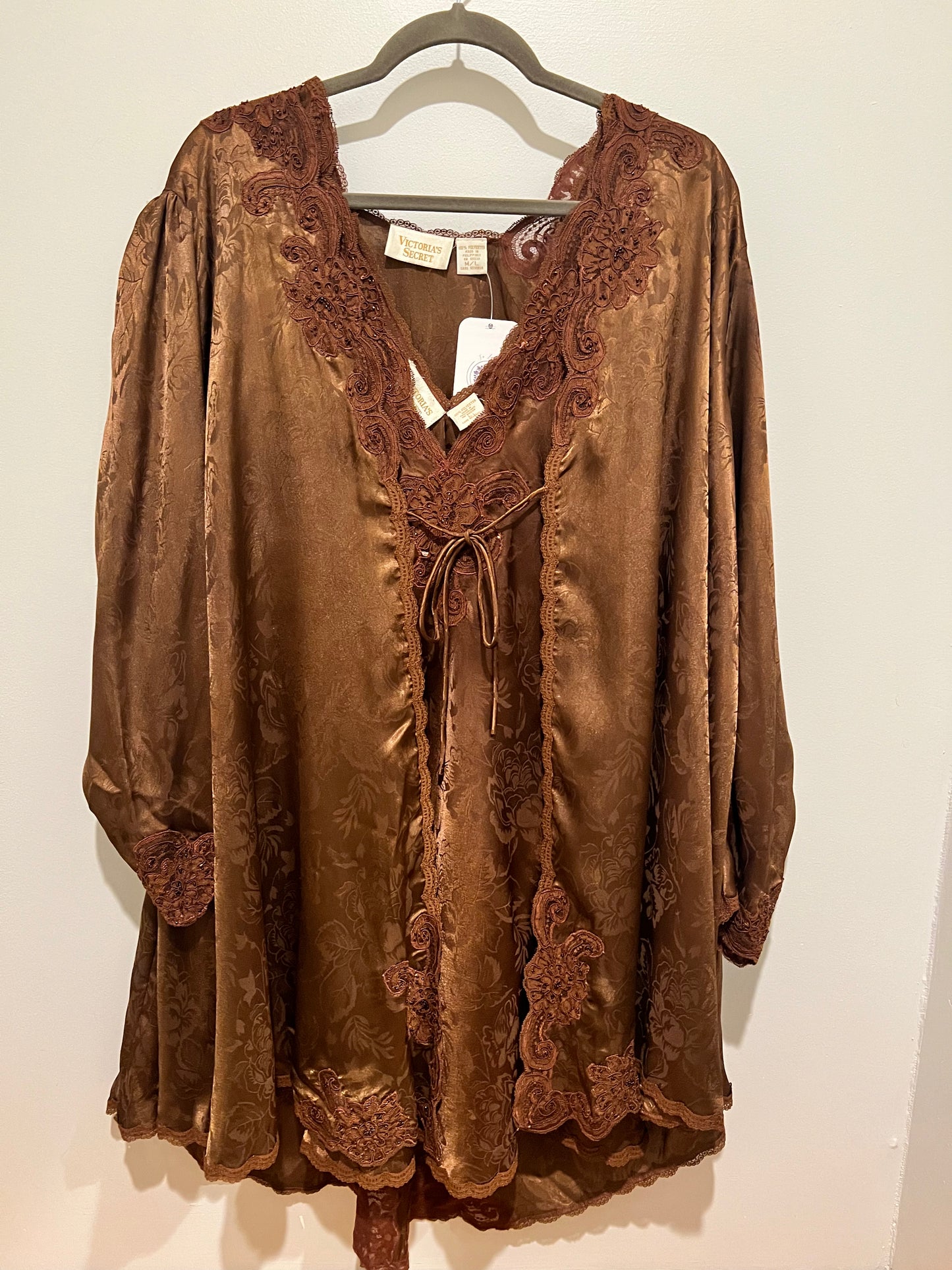 1980s/90s Victoria's Secret Slip & Robe Set