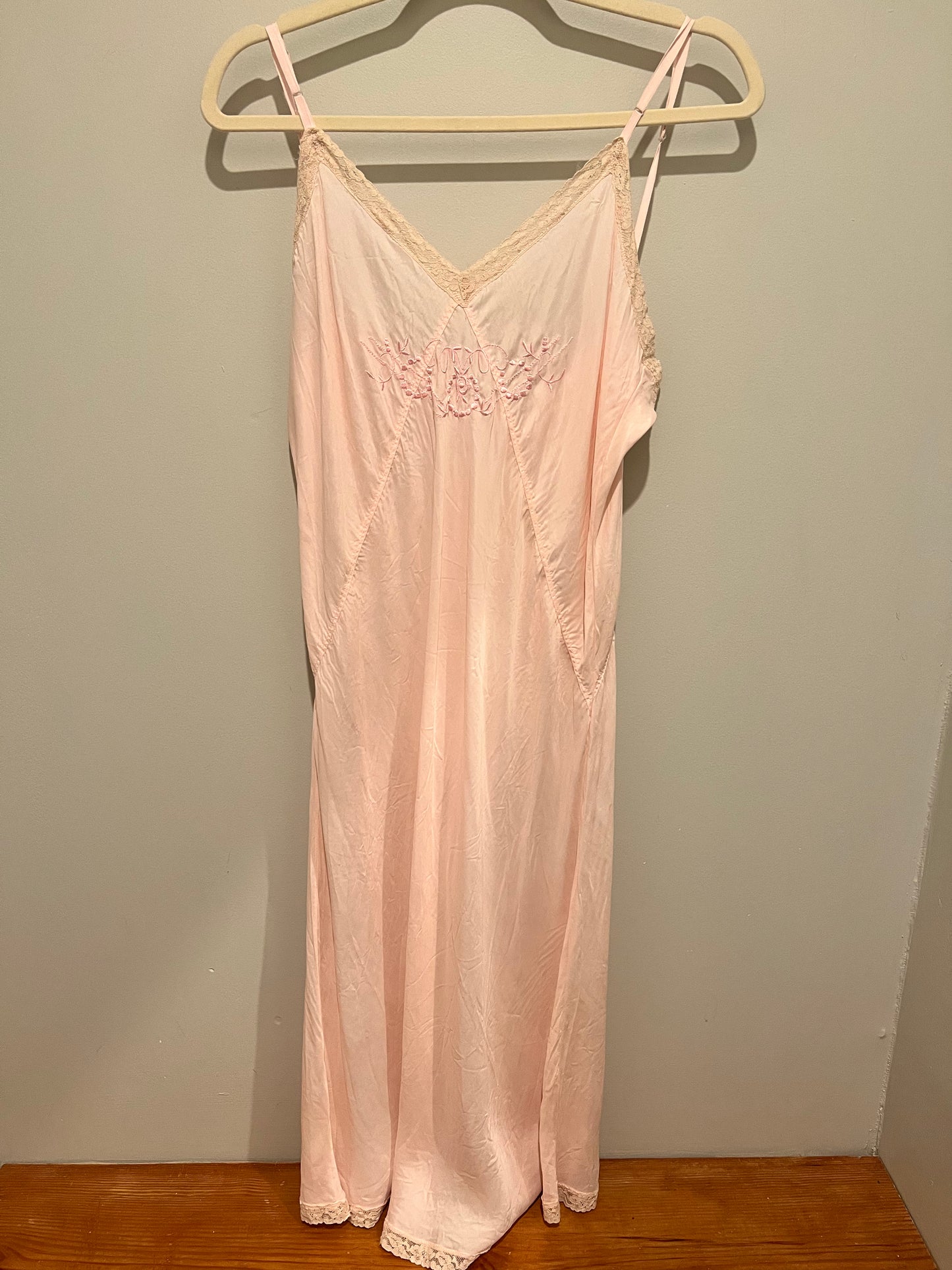 1930s Lace & Embroidered Slip Dress