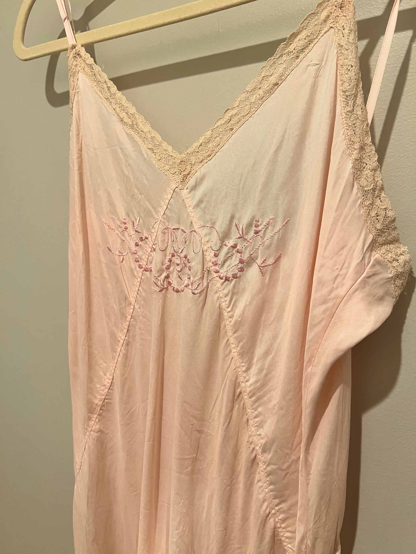 1930s Lace & Embroidered Slip Dress