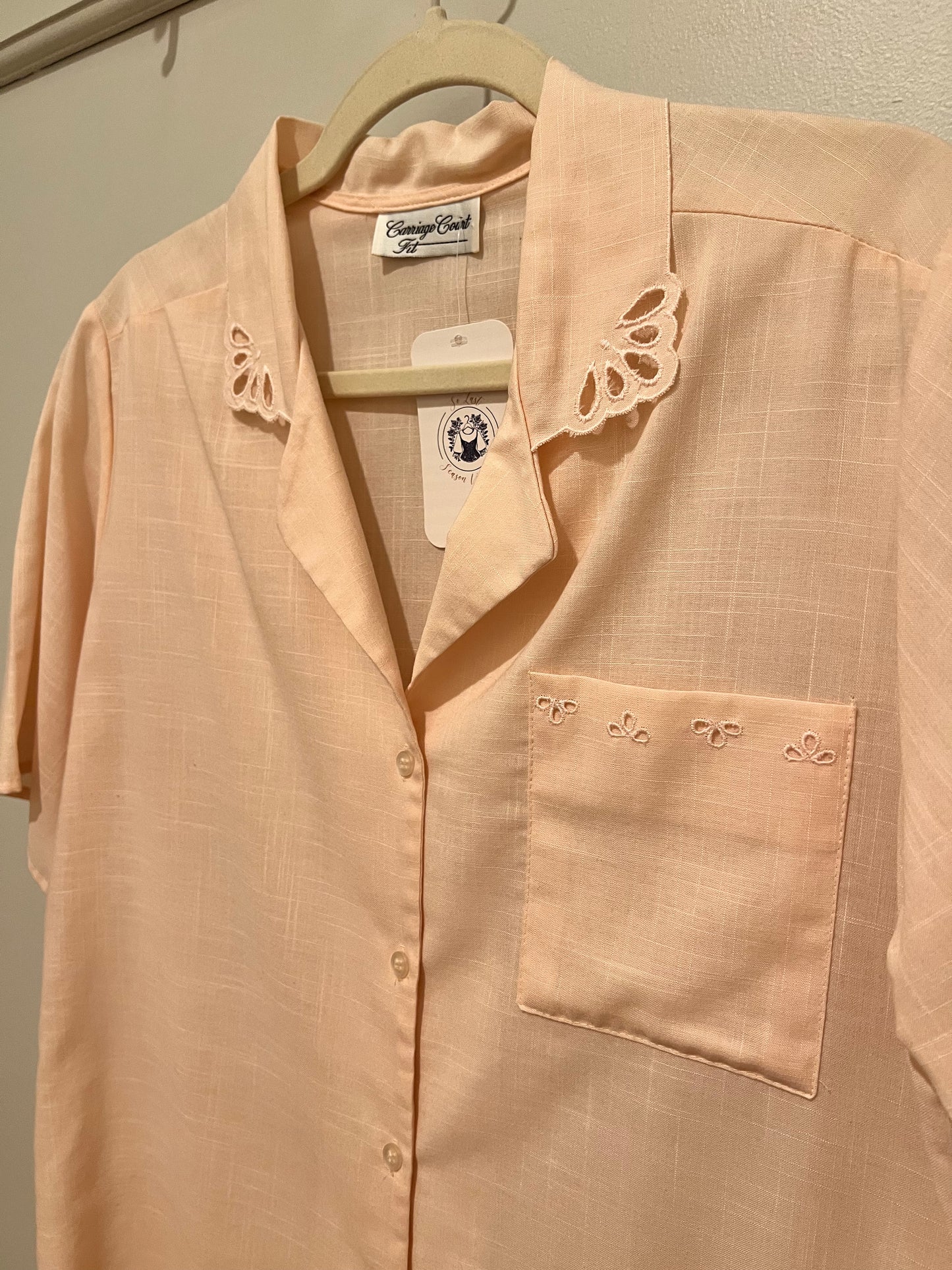 1980s/90s Carriage Court Fit Eyelet Trim Top