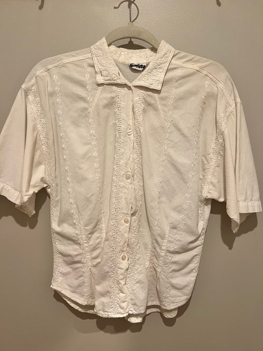 1980s Entity Embroidered Button Down Short Sleeve Shirt