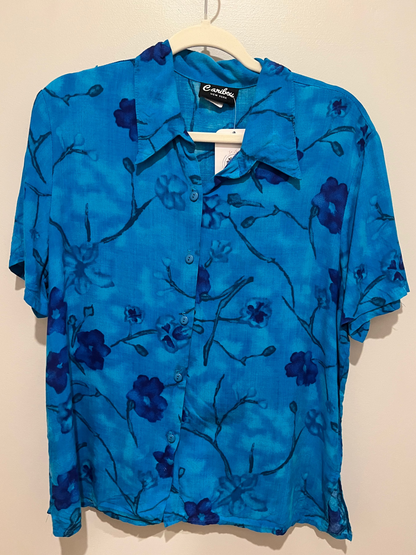 1980s Caribou Floral Button Down Top