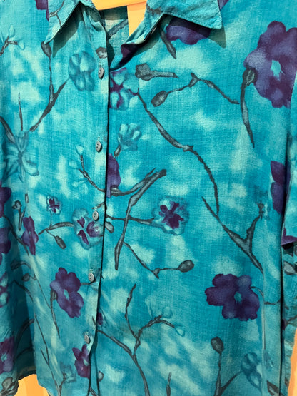 1980s Caribou Floral Button Down Top