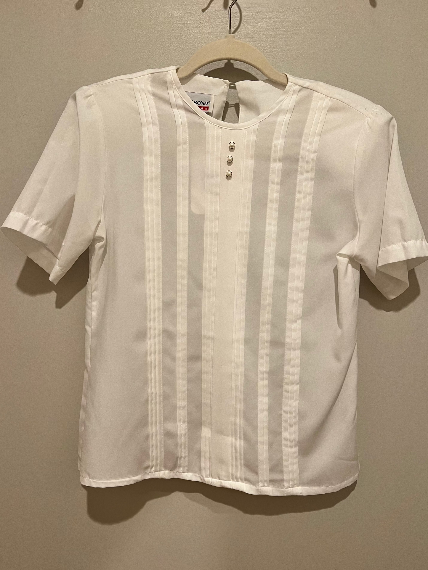 1980s Judy Bond Petites Pearl Accent Top
