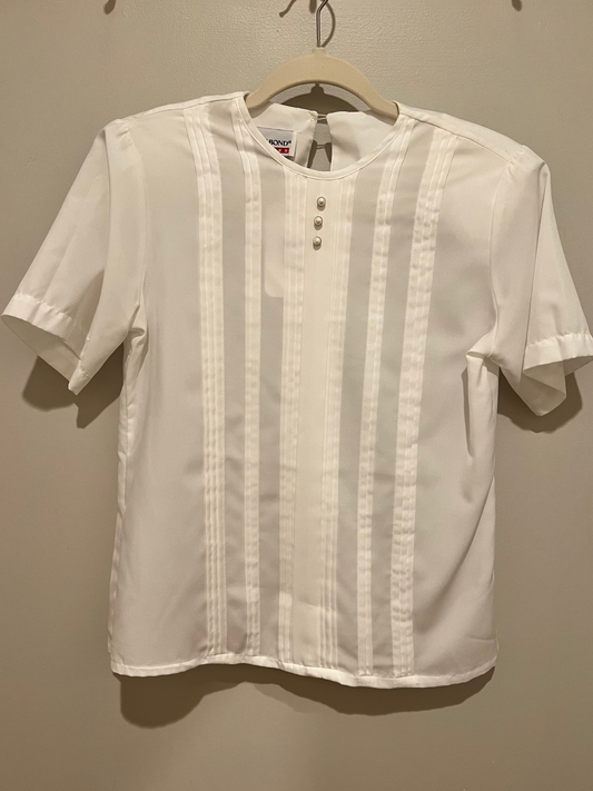 1980s Judy Bond Petites Pearl Accent Top