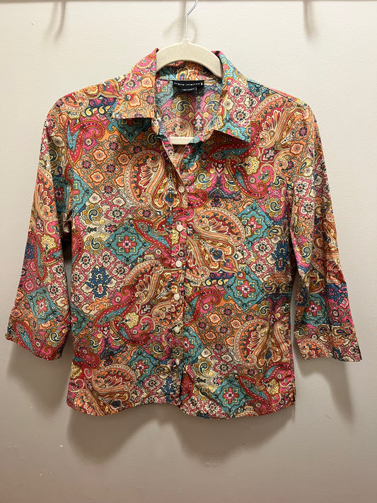 2000s Statements Paisley Print Button Down Top