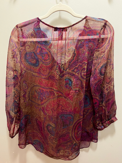 1990s/2000s Lauren Ralph Lauren Paisley Ruffle Blouse