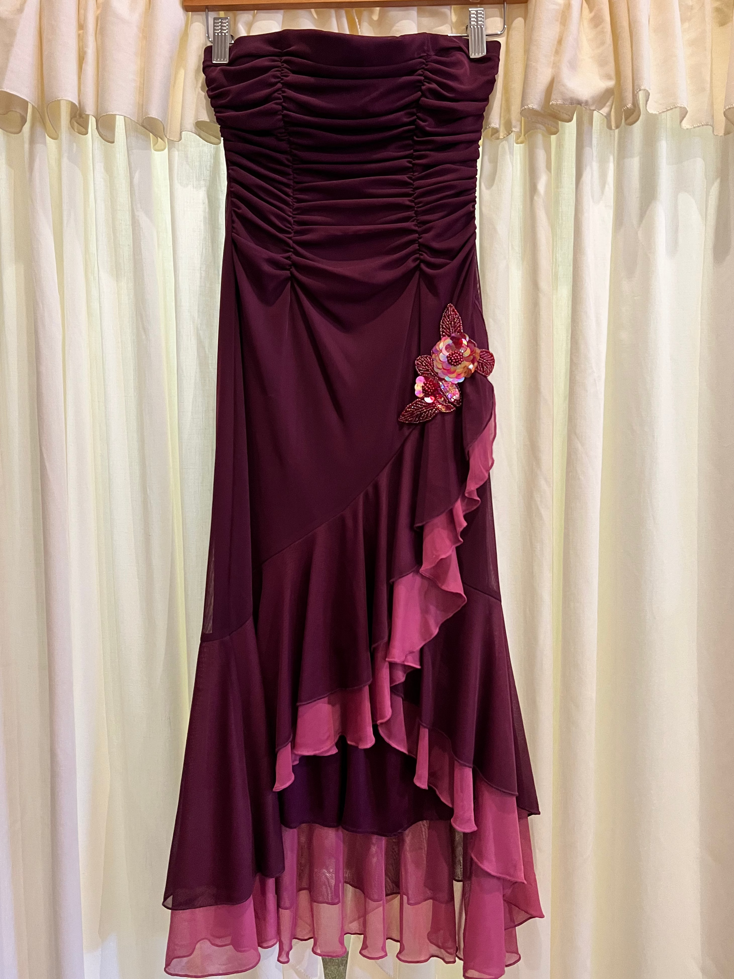 1990s/2000s City Triangles Ruffle Dress