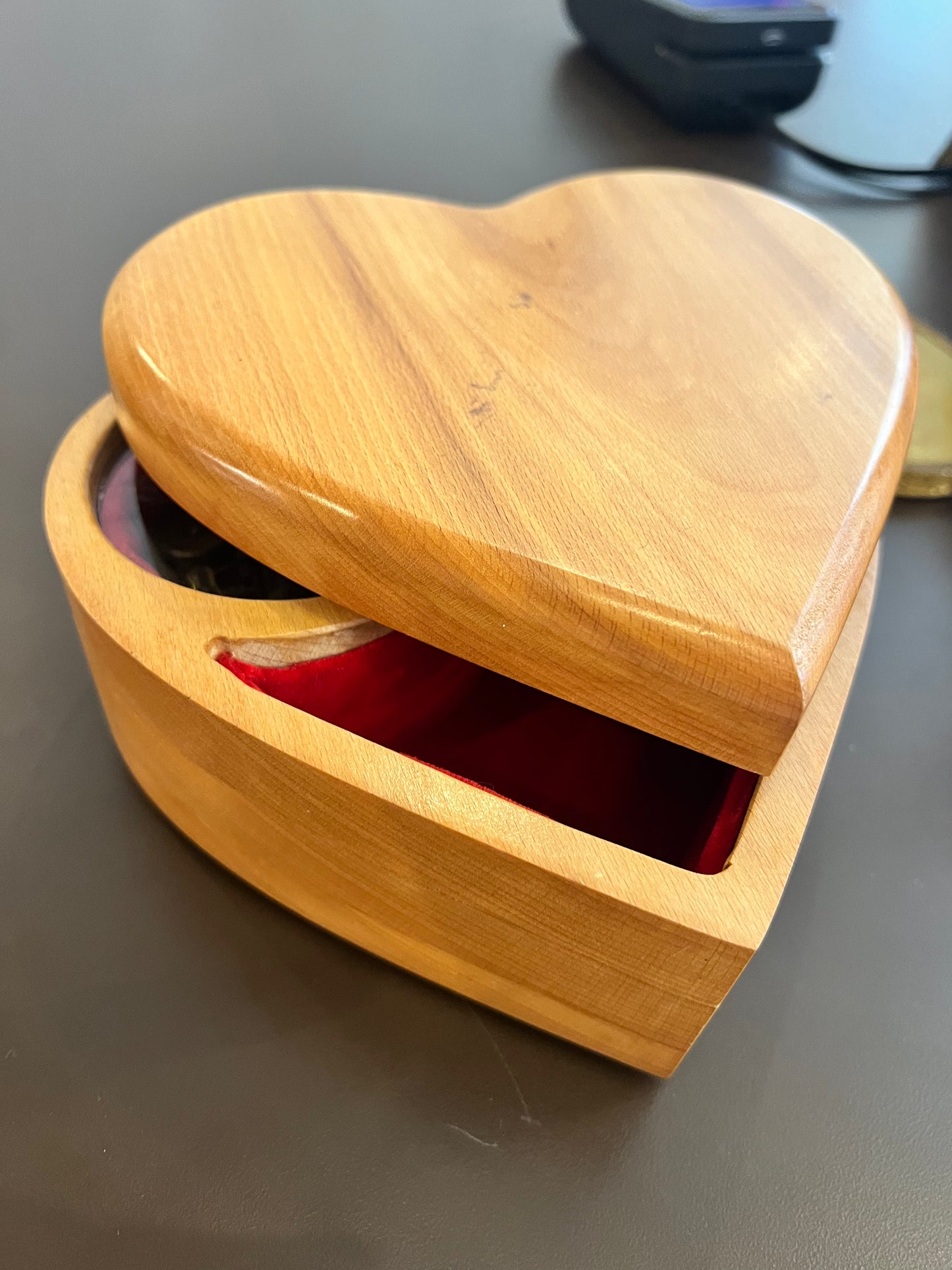 Vintage Wooden Heart Shape Jewelry Box