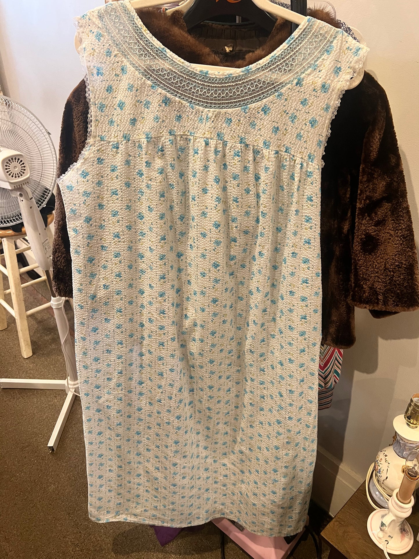 1960s Greencraft Smocked Nightgown