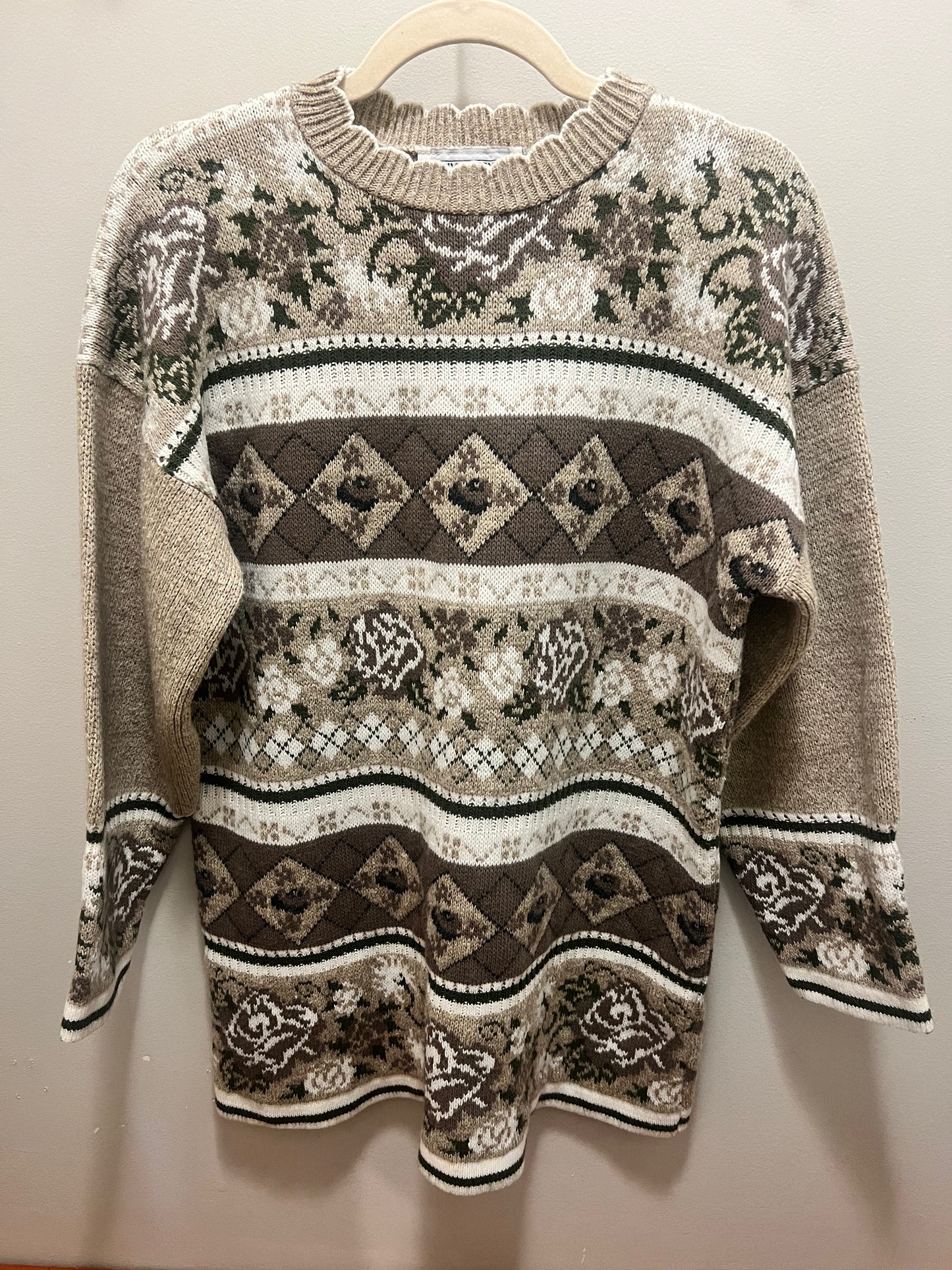1980s/90s Private Eyes Floral Pattern Sweater