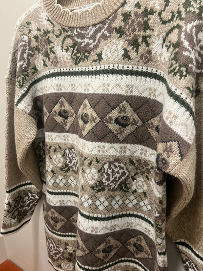 1980s/90s Private Eyes Floral Pattern Sweater