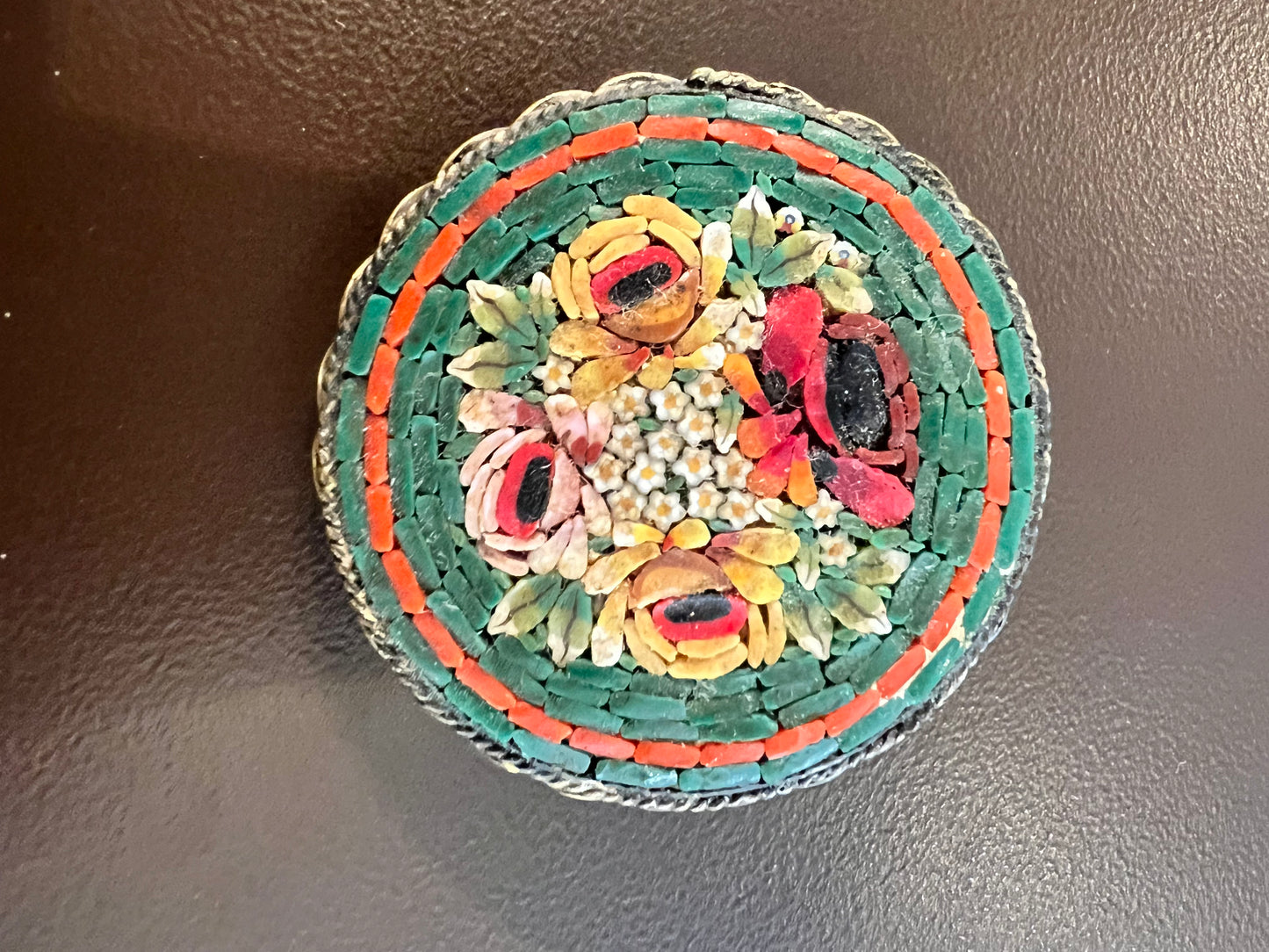 Vintage Micro Mosaic Floral Brooch
