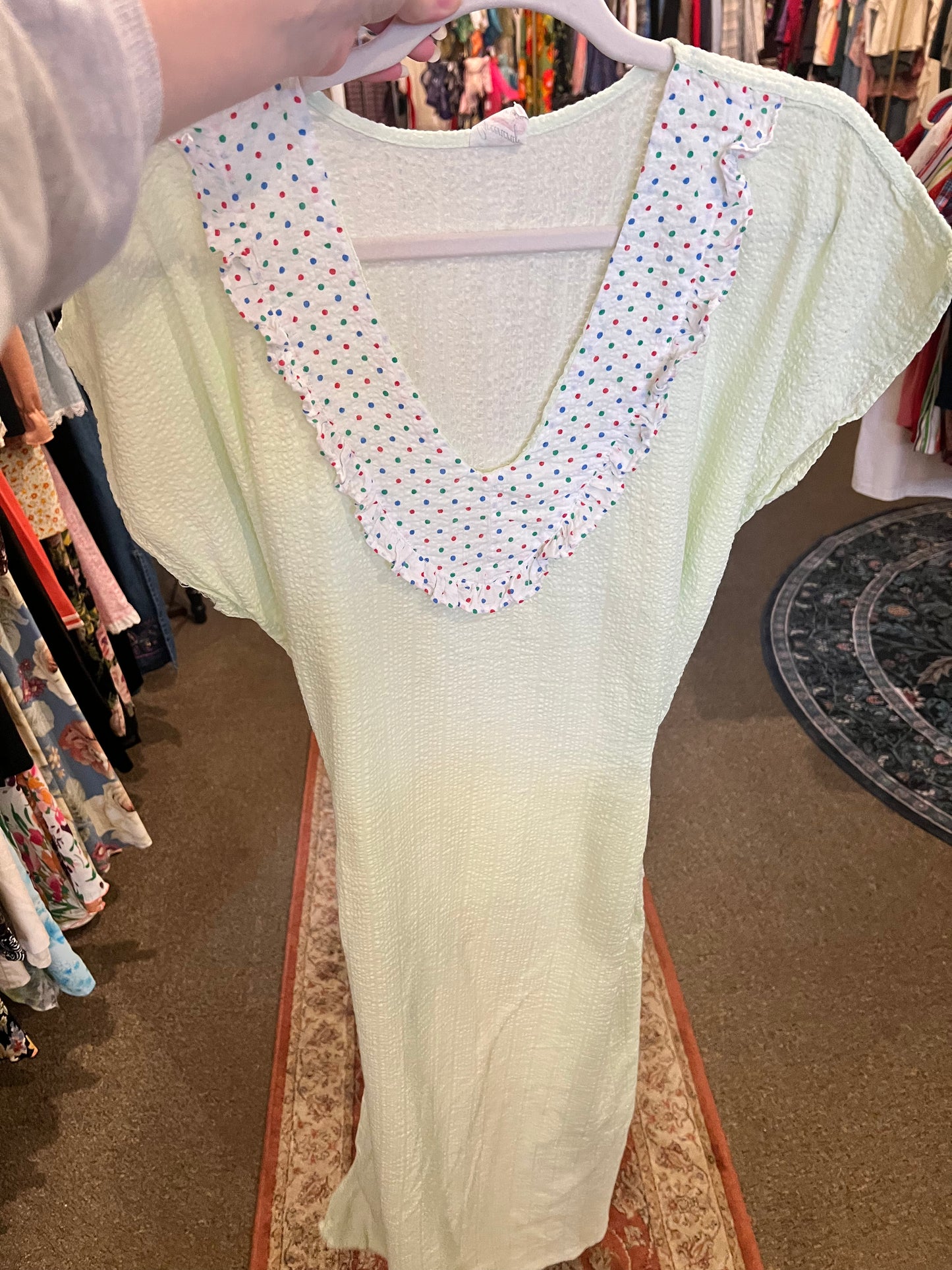 1960s Greencraft Polka Dot Accent Nightgown