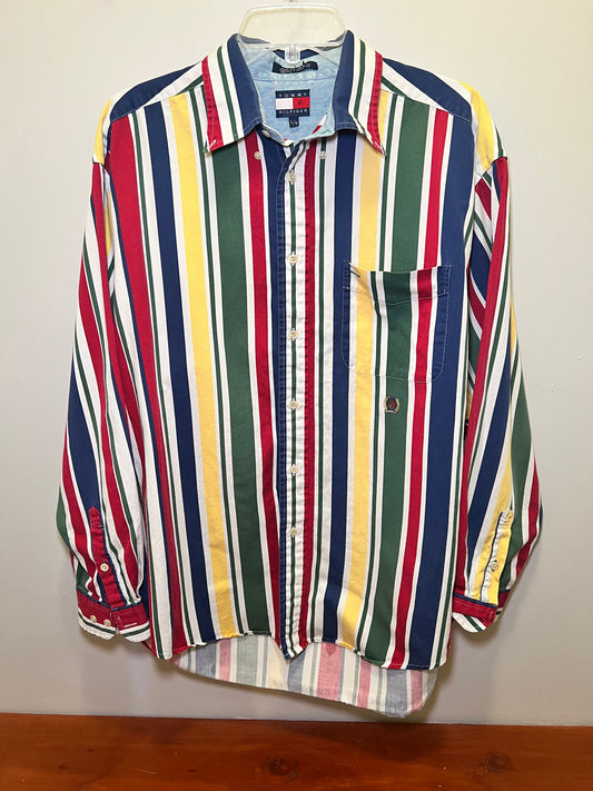 1990s Tommy Hilfiger Stripe Button Down Shirt