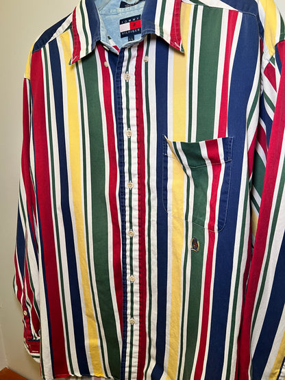 1990s Tommy Hilfiger Stripe Button Down Shirt