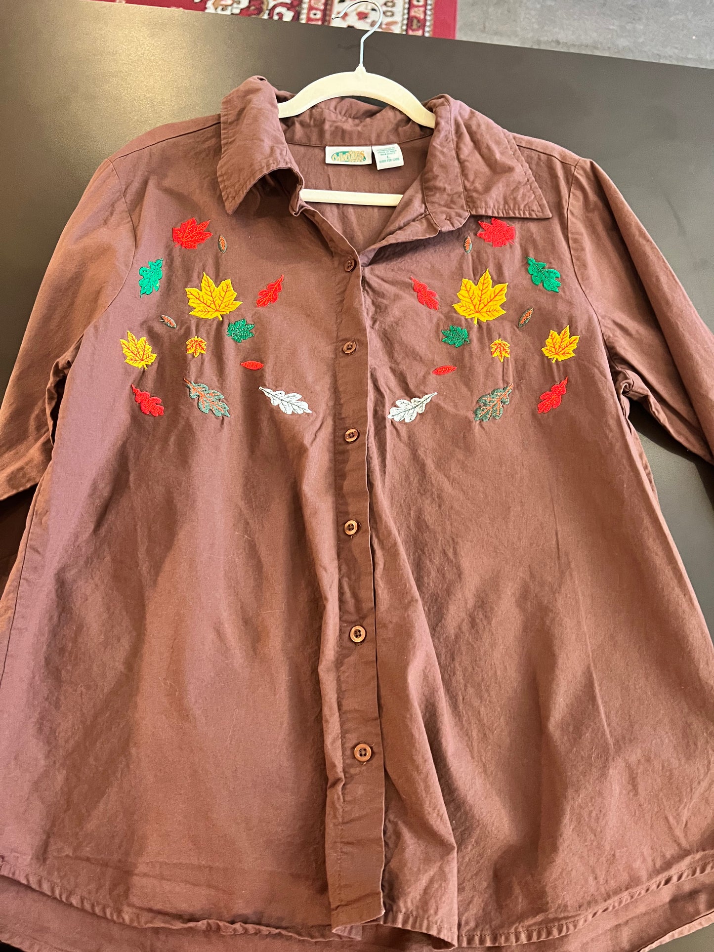 1990s Collections etc. Leaf Embroidered Shirt