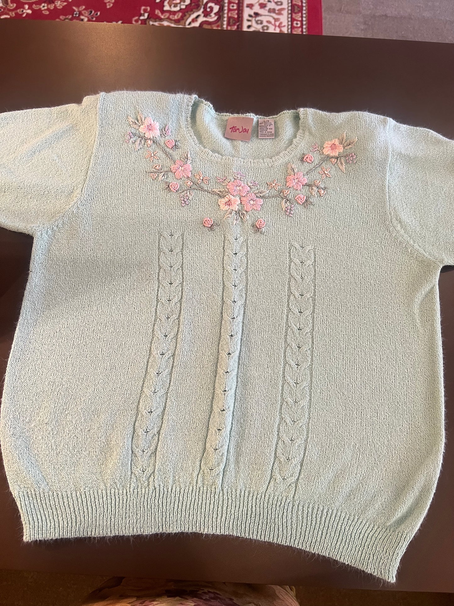 1990s TanJay Floral Embroidered Knit Top