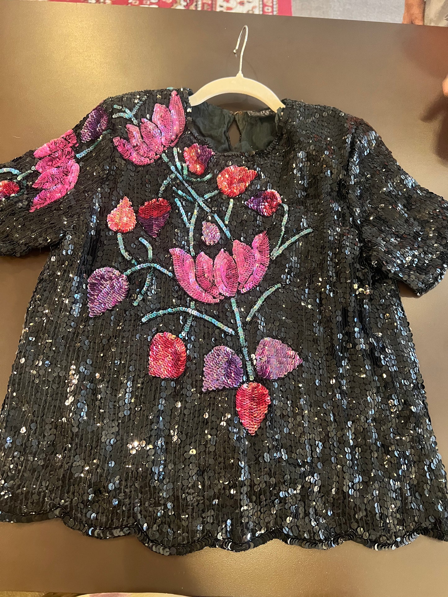 1980s Royal Feelings Sequin Floral Top