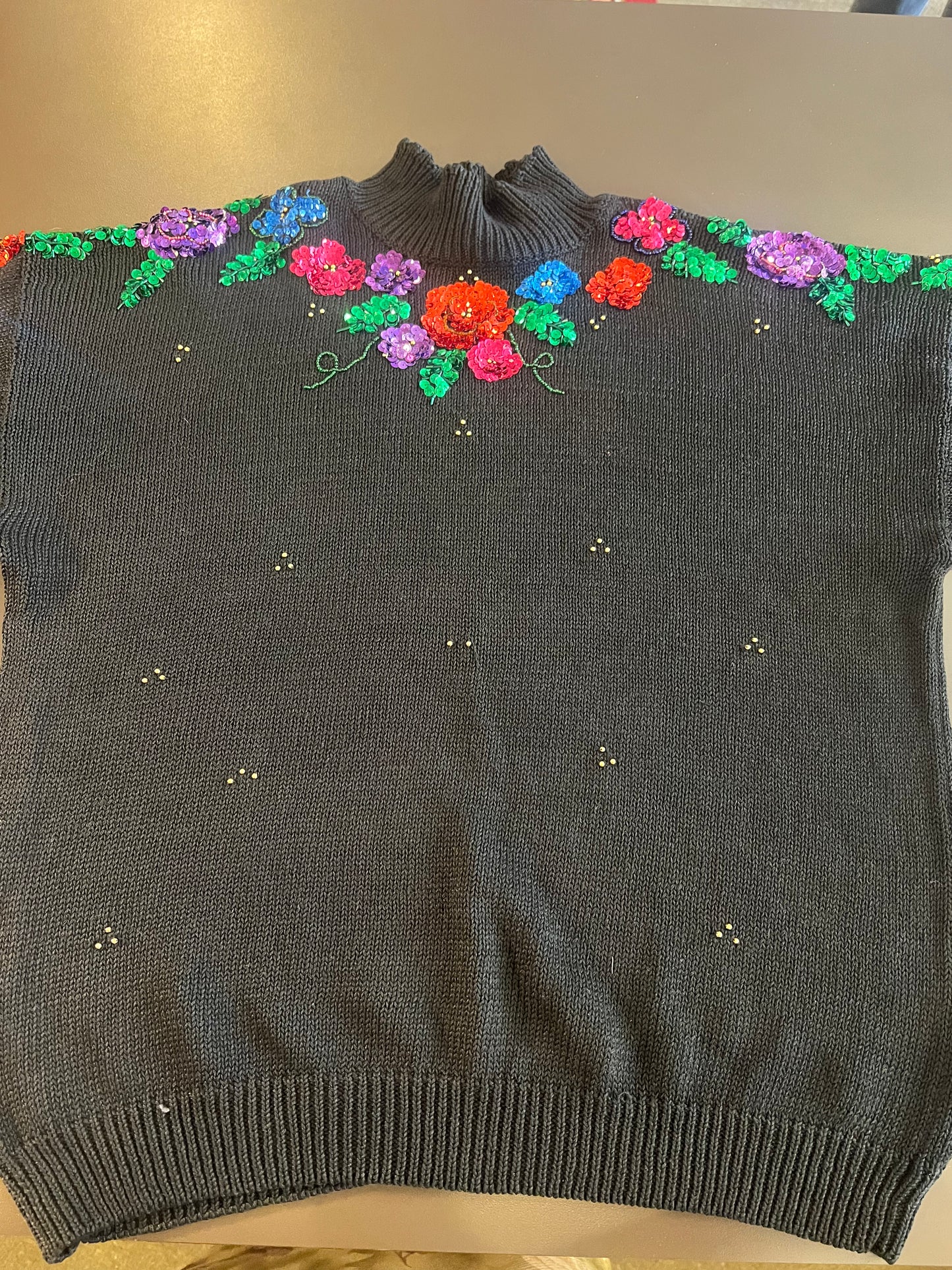 1990s Maggie Lawrence Sequin Embellished Sweater
